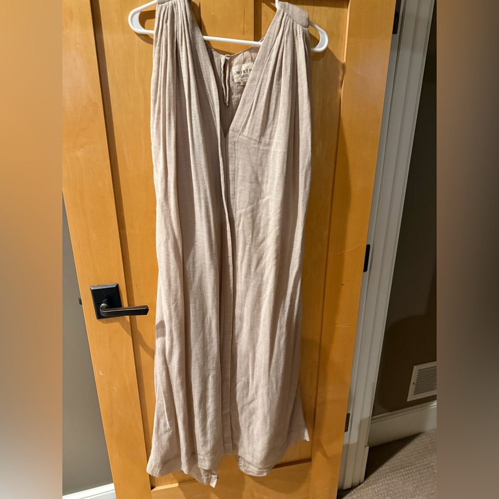 Mirth : Anthro: Elegant Beige Sleeveless Dress/ one size